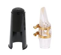 Biwwubik Cabeza transparente para saxofón alto, hoja E, cabezal de cristal, tapas para boquillas, tarjetas, accesorios para cañas