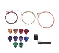 Biwwubik Cuerdas de acero de repuesto para guitarra con extractor de clavijas y púas para guitarra acústica
