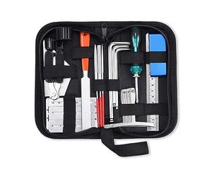 Biwwubik Kit de Herramientas de ReparacióN de Guitarra, Herramienta de Cambio de Cuerdas, Llave Inglesa, de Esmerilado, Regla de MedicióN, Larguero, Regla de NivelacióN, 25 en 1