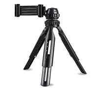 Biwwubik Mini trípode con soporte para teléfono, giratorio 360 grados, ajustable, trípode flexible para smartphone, color negro