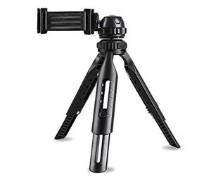 Biwwubik Mini trípode con soporte para teléfono, giratorio 360 grados, ajustable, trípode flexible para smartphone, color negro