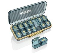 Biwwubik Organizador de Pastillas AM/PM 7 DíAs, Pastillero 2 Veces Al DíA Organizador de Pastillas Semanal, Estuche PortáTil para Medicamentos Diarios, Azul