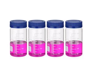 Biwwubik Paquete de 4 de Almacenamiento de Medios Reactivos, Redondas Graduadas de Boca de Vidrio de Borosilicato de 500 Ml con Tapón de Rosca GL32