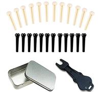 Biwwubik Pasador de puente de guitarra acústica con removedor de de puente, juego de uñas blancas y negras