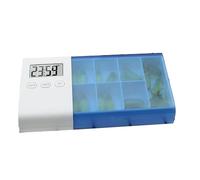Biwwubik Pastillero de 7 Rejillas Caja de Almacenamiento de Medicamentos Recordatorio de Tiempo ElectróNico Cajas de Medicamentos Alarma Temporizador Organizador de Pastillas (Azul)