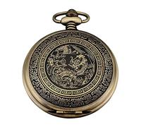 Biwwubik Reloj de Bolsillo de Cuarzo, Analogico, Caja Bronce, con Dragon Series WPK062