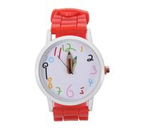 Biwwubik Reloj de Cuarzo de Pulsera de Silicona de Moda Unisex Reloj de Cuarzo Rojo