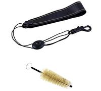 Biwwubik Saxofón ajustable de piel y nailon, correa acolchada para el cuello con de gancho y cepillo de limpieza