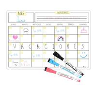 BIXEA - A4 - Pizarra magnetica nevera - Set 4 PCS - Calendario magnetico nevera - Pizarra nevera magnetica - Planificador mensual - Pizarra nevera - Calendario nevera - Pizarra magnetica blanca