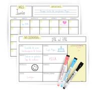 BIXEA - Calendario Magnetico y Pizarra Para Nevera - 2 X A4-5 PCS - Planificador Mensual Semanal