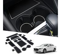 BIXUAN Compatible con Mazda 3 Axela 2019 - 2023 Alfombrillas Antideslizantes para Consola Central, Alfombrilla de Goma, Soporte para Bebidas, Costura de Puerta, 16 Unidades, Color Blanco