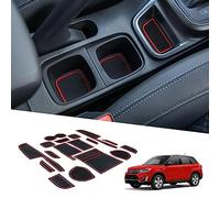 BIXUAN Vitara Compatible con Suzuki Vitara 2016-2023 2024 2025 Alfombrillas Antideslizantes para Consola Central Reposabrazos de Goma Soporte para Bebidas 17 Alfombrillas Antideslizantes para Puerta