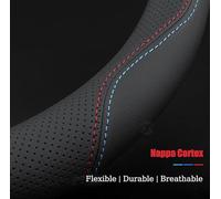 BIXUFA Funda Volante Coche para MG HS ZS MG5 MG6 TF GT6, Cubierta de Volante de Cuero Transpirable Antideslizante Protector Cubrevolante,Black-Line-O Shape