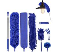 Bixury 8 Piezas Plumero Atrapapolvo Microfibra Duster Limpieza Plumero Telescópico Extensible 280 cm para Limpieza Techo Telarañas Ventiladores