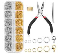 Bixury Anillos de Salto Abiertos de Metal,1443 pcs Anillas de Cierre Langosta Oro y Plata Cierres para Pulseras 4/5/6/8/10 mm con Caja de Almacenamiento para Fabricación de Joyas DIY Accesorios