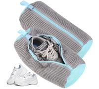 Bixury Bolsa Lavadora Zapatillas, 2 Piezas Bolsa Para Lavar Zapatillas en Lavadora, Bolsas Para Lavar Zapatos Protege los Zapatos e los Daños, con pelusa de limpieza a 360° (Gris)