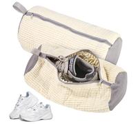 Bixury Bolsa Lavadora Zapatillas 2 Piezas, Bolsa para Lavar Zapatillas en Lavadora, Bolsas para Lavar Zapatos Protege los Zapatos e los Daños, con Pelusa de Limpieza a 360° (Blanco)