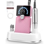 Bixury Lima Electrica Uñas Pulidor Lima Electrica Lima Electrica Uñas Portatil Drill para Uñas Profesional Torno Pedicura 50000RPM Velocidad Ajustable con Pantalla LCD para Manicura y Pedicura