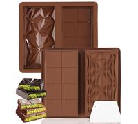 Bixury Molde Tableta Chocolate, 2 Piezas molde chocolate dubai,molde silicona turron para Tableta de hacer Chocolate, molde silicona chocolate sin BPA (2 Piezas con 4 Comederos)