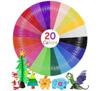 Bixury PLA 3D Pluma Filamento PLA Boligrafo 3D 20 Colores Variados Lapiz 3D 1,75mm Filamento Total 200 M Filamento para Impresoras 3D Pen para Los Bolígrafos de Impresión 3D de Alta Temperatura