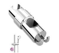 Bixury Soporte Ducha Pared, Soporte Alcachofa Ducha Universal Ajustable con 2 Ganchos, para Soporte Ducha Barra de 16 a 27 mm, Soporte Barra Ducha Giratorio 360, ABS Cromo Soporte Ducha sin Taladro
