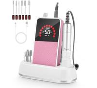 Bixury Taladro Eléctrico para Uñas,Taladro Profesional 50000rpm para Uñas de Gel Lima de Uñas Eléctrica Juego con 6 Puntas de Acrílico Removedor Esmalte de Gel para el Salón Manicura en Casa (Rosa)