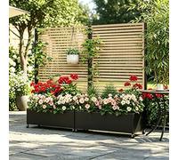 BIXUYOU Jardinera metálica para Exterior con Enrejado, bancal Elevado de Metal con Ruedas, Jardinera Independiente con privacidad para Flores y Verduras en jardín, Patio y balcón.