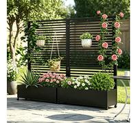 BIXUYOU Jardinera metálica para Exterior con Enrejado, bancal Elevado de Metal con Ruedas, Jardinera Independiente con privacidad para Flores y Verduras en jardín, Patio y balcón.