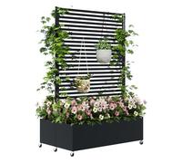 BIXUYOU Jardinera metálica para Exterior con Enrejado, bancal Elevado de Metal con Ruedas, Jardinera Independiente con privacidad para Flores y Verduras en jardín, Patio y balcón.
