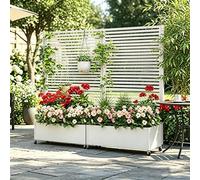 BIXUYOU Jardinera metálica para Exterior con Enrejado, bancal Elevado de Metal con Ruedas, Jardinera Independiente con privacidad para Flores y Verduras en jardín, Patio y balcón.