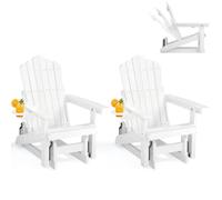 BIXUYOU Silla Adirondack con Respaldo Ajustable, Mecedora de Patio con Efecto Madera y portavasos, Ideal para Exteriores, con Mecanismo de balanceo Suave y Capacidad de Peso de 200 kg.