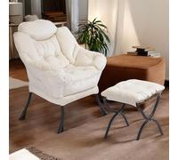 BIXUYOU Sillón reclinable con otomana, sillón de Ocio con reposabrazos y Bolsillo Lateral, sillón de Lectura tapizado Moderno con Acento para Dormitorio, Sala de Estar, dormitorios, jardín y Patio