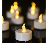 Biyanuo 100 unidades LED Velas CR2032 pilas velas sin llama,Velas de té,Velas LED,Velas parpadeantes sin Llama, Artificiales realistas a Pilas con luz Amarilla cálida