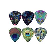 Biyejit 6 púas de guitarra, plumas de pavo real premium para guitarra eléctrica, guitarra acústica, mandolina y bajo