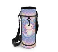Biyejit Axolotl - Bolsa de transporte para botella de agua con cremallera y correas ajustables para el hombro, bolsa portátil para senderismo, camping, pasear al perro, correr, Estampado de ajolote