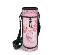 Biyejit Axolotl Cherry Blossoms - Bolsa para botella de agua con cremallera y correas ajustables para el hombro, bolsa ligera para botellas, accesorios para montaña, bicicleta de carretera, correr