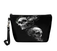 Biyejit Bolsa de cosméticos para maquillaje, bolsa de aseo impermeable para mujeres, bolsa de lápiz labial, estuche organizador de viaje, Esqueleto de calavera, Talla única, Equipaje de mano