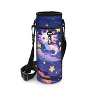 Biyejit Bolsa para botella de agua con cremallera para niños, con correas ajustables para el hombro, para niños, deportes, gimnasio, Axolotl, talla única, Organizador de bolsas