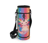 Biyejit Bolsa para botella de agua con cremallera y correas ajustables para el hombro, Axolotl Rainbow Stripe, talla única, Organizador de bolsas