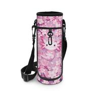 Biyejit Bolsa para botella de agua con cremallera y correas ajustables para el hombro, ligera, accesorios para niñas, senderismo, caminar, deportes, gimnasio, Axolotl de flor de cerezo, talla única