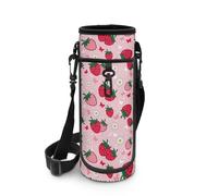 Biyejit Bolsa para botella de agua con cremallera y correas ajustables para el hombro, Linda fresa, talla única, Organizador de bolsas