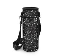 Biyejit Bolsa para botella de agua con cremallera y correas ajustables para el hombro, notas de música, talla única, Organizador de bolsas