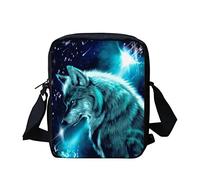 Biyejit - Bolso bandolera con correas ajustables, Lobo Galaxia Verde