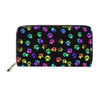Biyejit Cartera larga de cuero para mujer, con cremallera alrededor, Pata de perro, Talla única, Casual, contemporáneo
