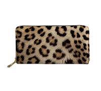 Biyejit Cartera larga de cuero para mujer, con diseño floral, tarjetero, bolsillo de capacidad, estampado de leopardo, Talla única, Casual
