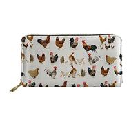 Biyejit Cartera larga de cuero para mujer, con diseño floral, tarjetero, bolsillo de capacidad, Gallo de gallo, Talla única, Casual