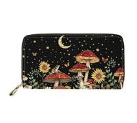 Biyejit Cartera larga de cuero para mujer, con diseño floral, tarjetero, bolsillo de capacidad, gris (mushroom), Talla única, Contemporáneo