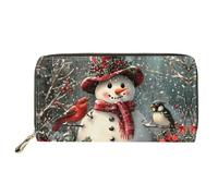 Biyejit Cartera larga de cuero para mujer, con diseño floral, tarjetero, bolsillo de capacidad, Muñeco de nieve de Navidad., Talla única, Casual