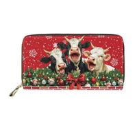 Biyejit Cartera larga de cuero para mujer, con diseño floral, tarjetero, bolsillo de capacidad, Vaca de Navidad, Talla única