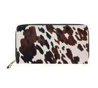 Biyejit Cartera larga de cuero para mujer, con diseño floral, tarjetero, bolsillo de capacidad, Vaca marrón, Talla única, Contemporáneo